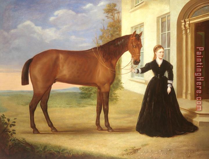 English School Portrait of a lady with her horse
